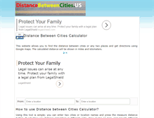 Tablet Screenshot of distancebetweencities.us